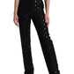 Dolce & Gabbana Chic High Waist Straight Pants with Logo Print