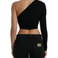 Dolce & Gabbana Chic One Shoulder Cropped Blouse