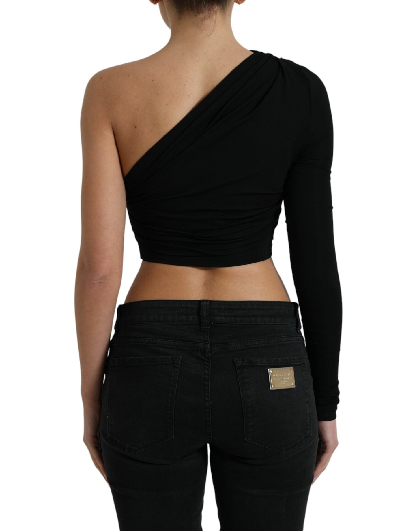 Dolce & Gabbana Chic One Shoulder Cropped Blouse