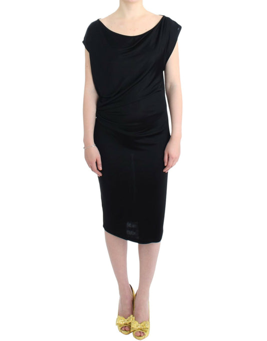 Costume National Elegant Black Knee-Length Viscose Dress