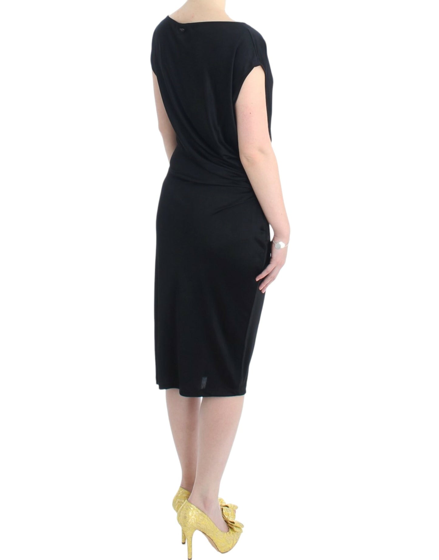 Costume National Elegant Black Knee-Length Viscose Dress