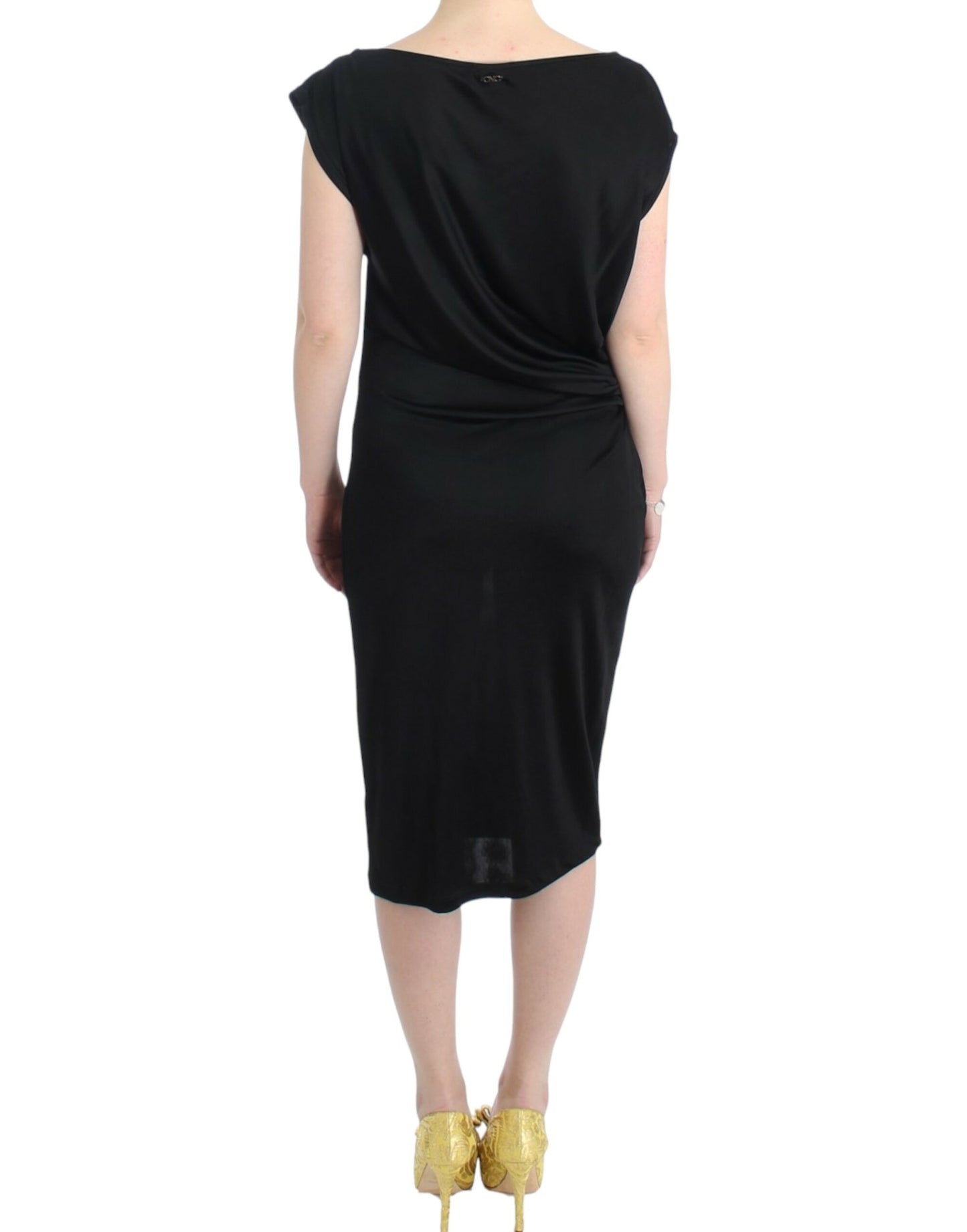 Costume National Elegant Black Knee-Length Viscose Dress