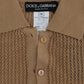 Dolce & Gabbana Beige Knitted Cotton Polo Cardigan Sweater