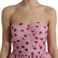 Dolce & Gabbana Chic A-Line Strapless Silk Dress in Pink