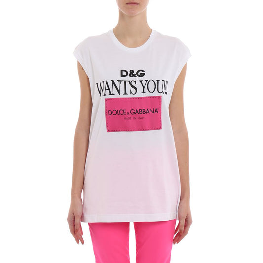 Dolce & Gabbana Chic Sleeveless Cotton Tee with Embroidery