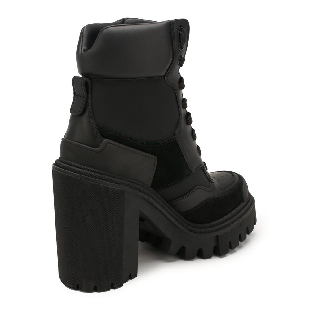 Dolce & Gabbana Elegant Leather Biker Ankle Boots with Suede Details