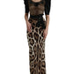 Dolce & Gabbana Silk Leopard Embellished Long Dress