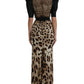 Dolce & Gabbana Silk Leopard Embellished Long Dress