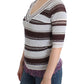 Ermanno Scervino Striped V-Neck Knit Top with Lace Hem