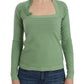 Ermanno Scervino Elegant Green Striped Wool Blend Sweater