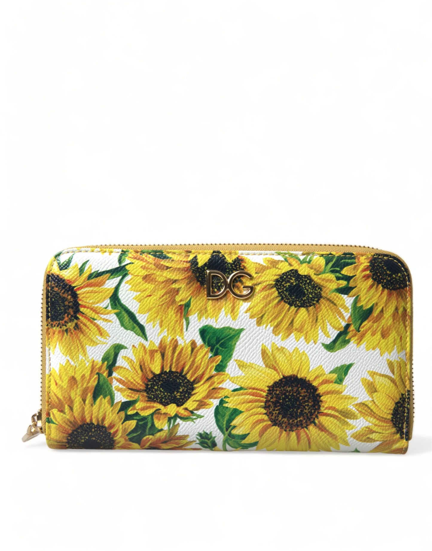 Dolce & Gabbana Sunflower Print Leather Continental Wallet