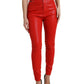 Dolce & Gabbana Elegant High-Waist Stretch Denim in Red