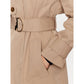 Patrizia Pepe Elegant Beige Cotton Coat with Waist Belt