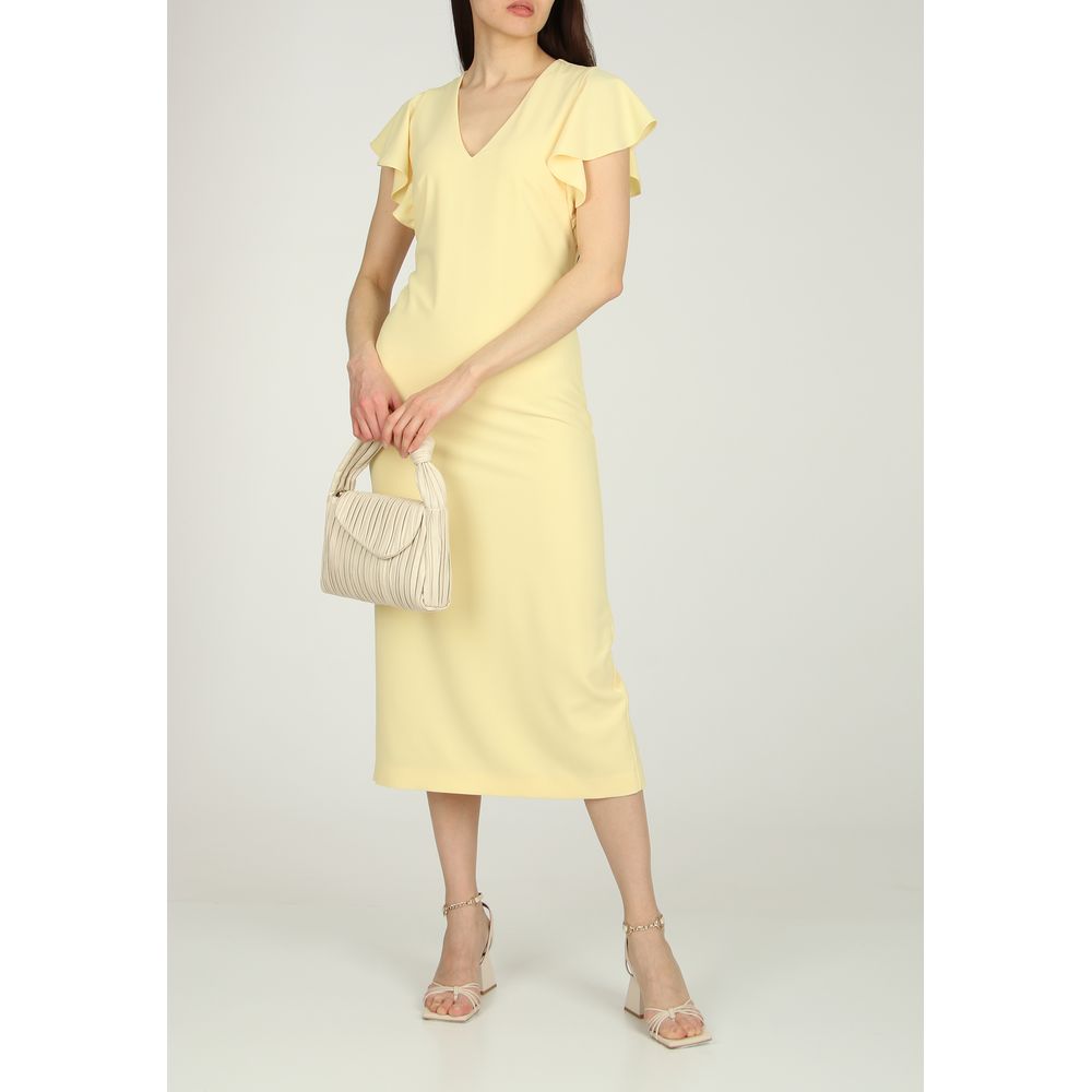 Patrizia Pepe Chic Yellow Elasticized Cocktail Dress