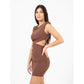 Patrizia Pepe Elegant Brown Stretch Dress