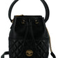 Versace Elegant Black Leather Bucket Shoulder Bag