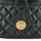 Versace Elegant Black Leather Bucket Shoulder Bag