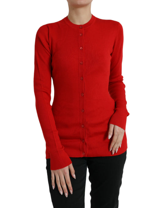 Dolce & Gabbana Elegant Red Cashmere-Silk Cardigan