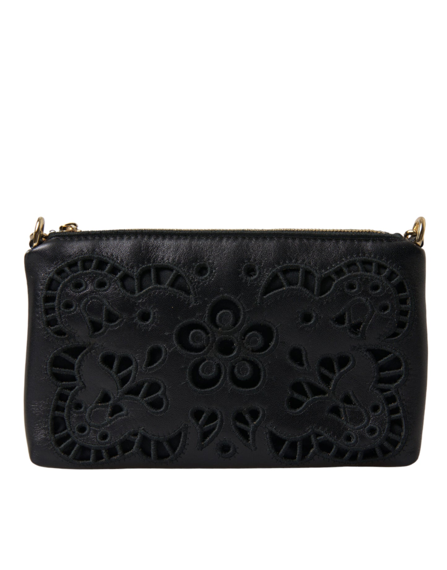 Dolce & Gabbana Elegant Embroidered Leather Clutch