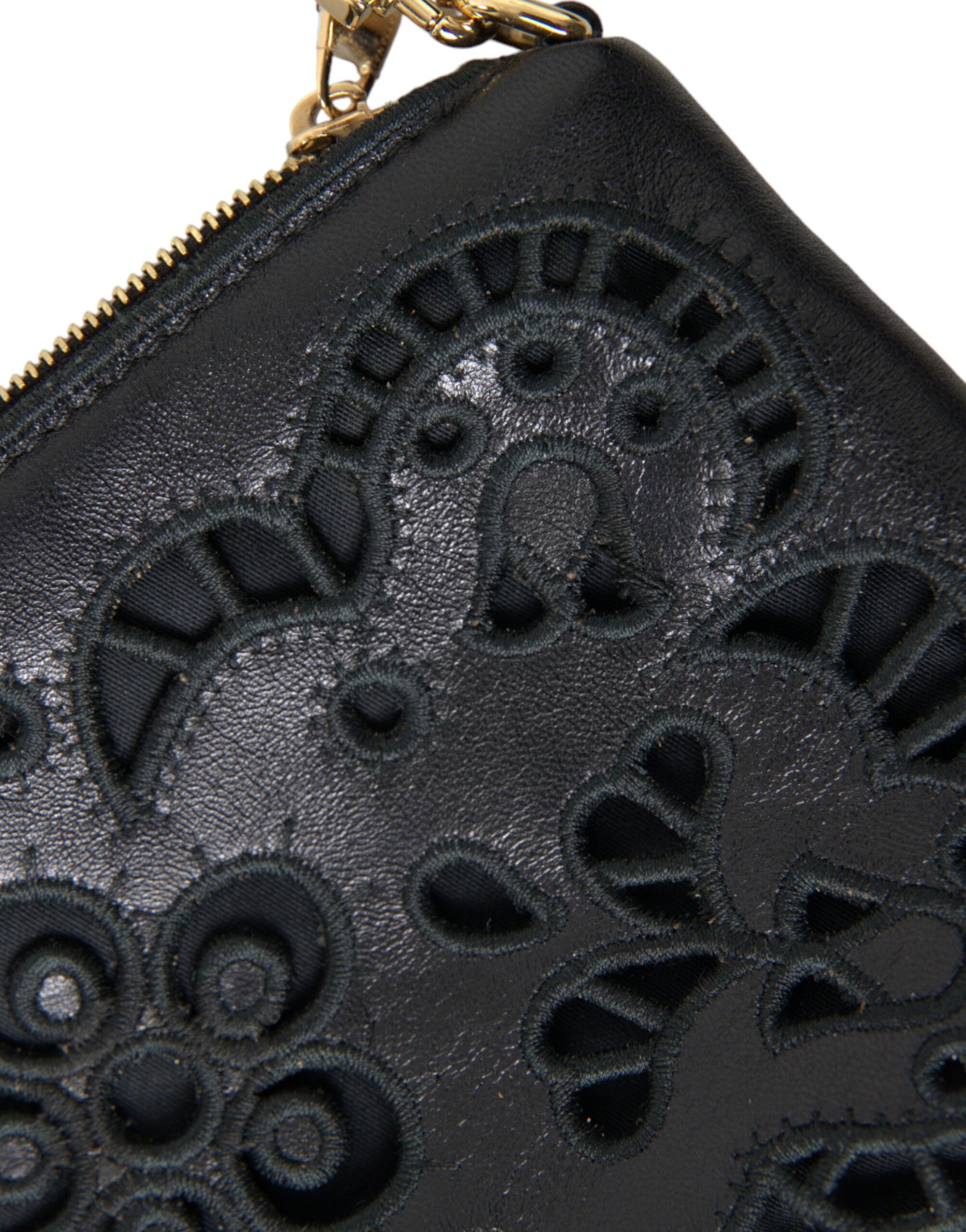 Dolce & Gabbana Elegant Embroidered Leather Clutch