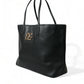 Dolce & Gabbana Elegant Black Leather Tote with Gold Detailing