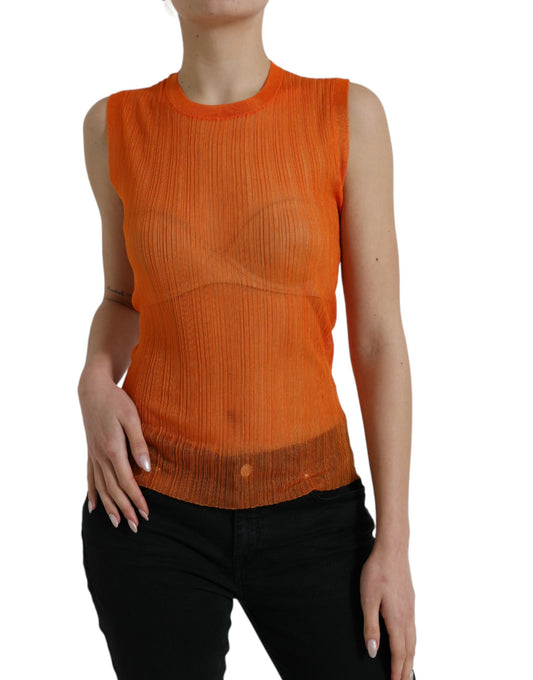 Dolce & Gabbana Chic Orange Crew Neck Tank Top