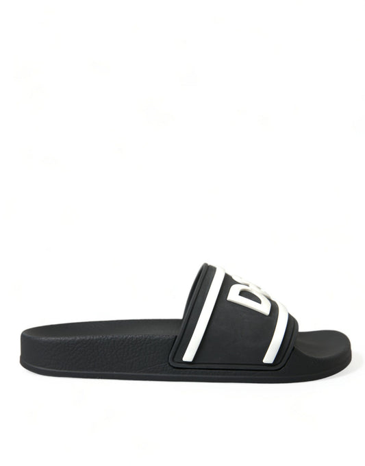 Dolce & Gabbana Chic Black Logo Embossed Rubber Slides