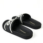 Dolce & Gabbana Chic Logo-Embossed Black Slides for Elegant Comfort