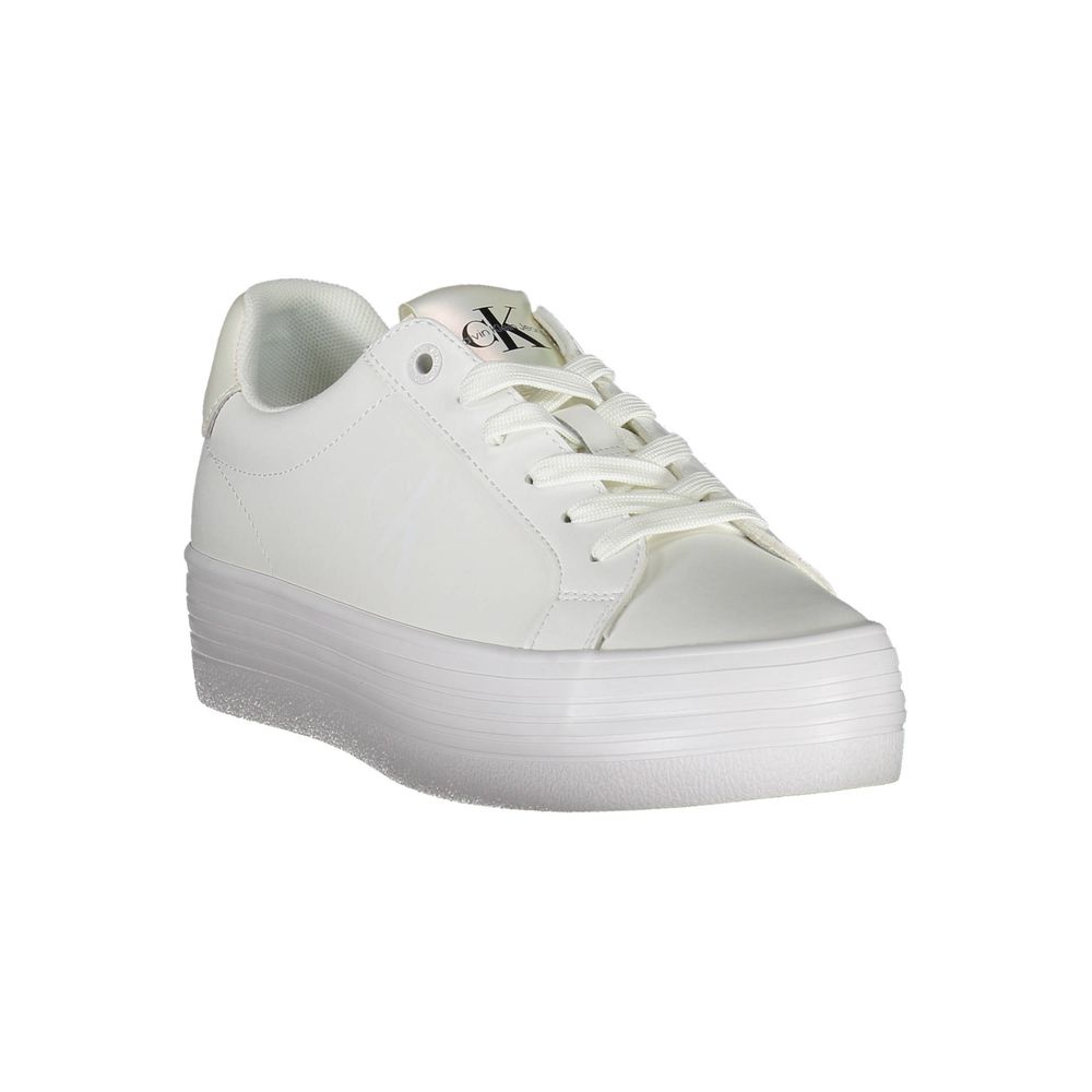 Calvin Klein Sleek White Lace-Up Sneakers with Contrast Detail