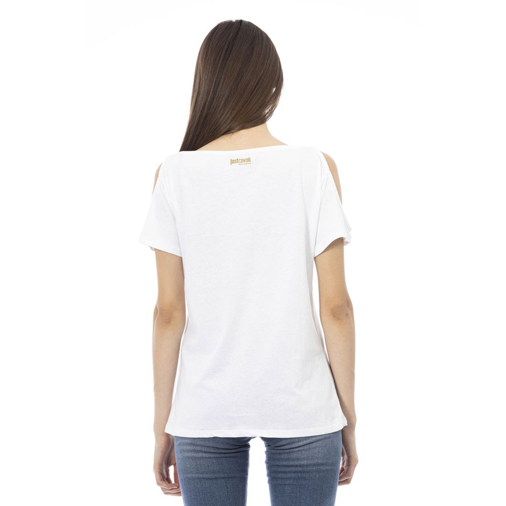 Just Cavalli White Cotton Women T-Shirt