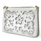 Dolce & Gabbana Embroidered Floral Leather Clutch with Chain Strap