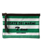 Dolce & Gabbana Elegant Striped Leather-Trim Pouch