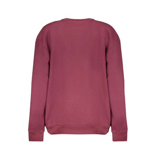 Cavalli Class Purple Fleece Crew Neck Sweatshirt with Logo Print