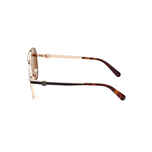 Moncler Elegant Gold Round Metal Sunglasses