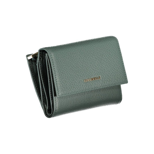 Coccinelle Elegant Green Leather Wallet with Multiple Compartments