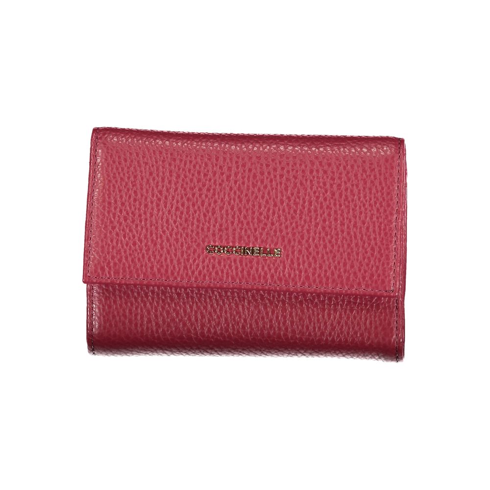 Coccinelle Elegant Pink Leather Tri-Fold Wallet