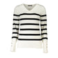 Guess Jeans Chic V-Neck Striped Sweater with Logo Embroidery