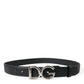 Dolce & Gabbana Elegant Black Leather Waist Belt with Logo Buckle