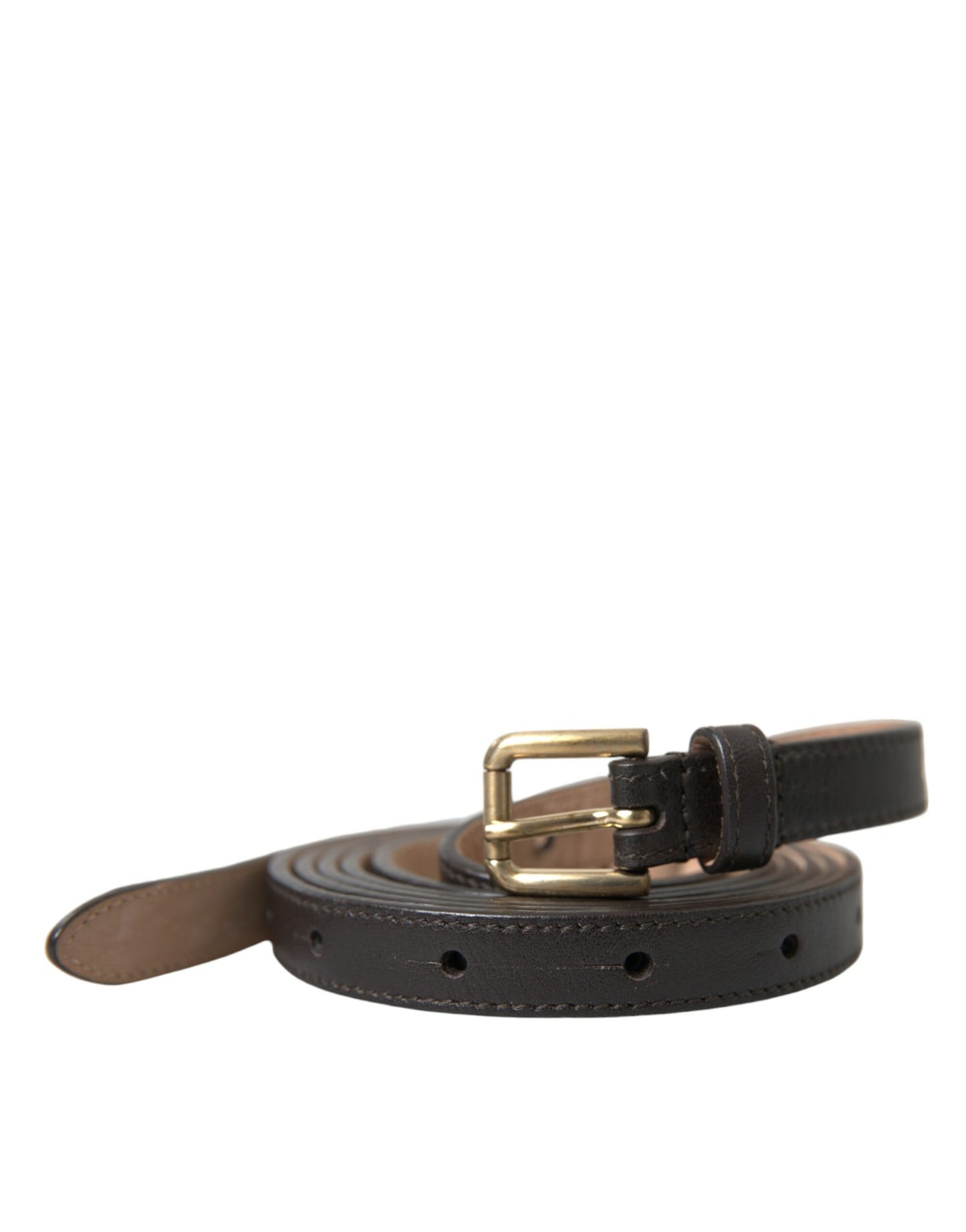 Dolce & Gabbana Elegant Dark Brown Leather Waist Belt