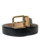 Dolce & Gabbana Elegant Black Leather Waist Belt with Logo Buckle