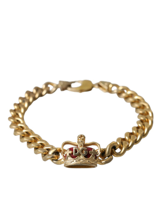 Dolce & Gabbana Opulent Gold-Tone Chain Bracelet with Red Accents