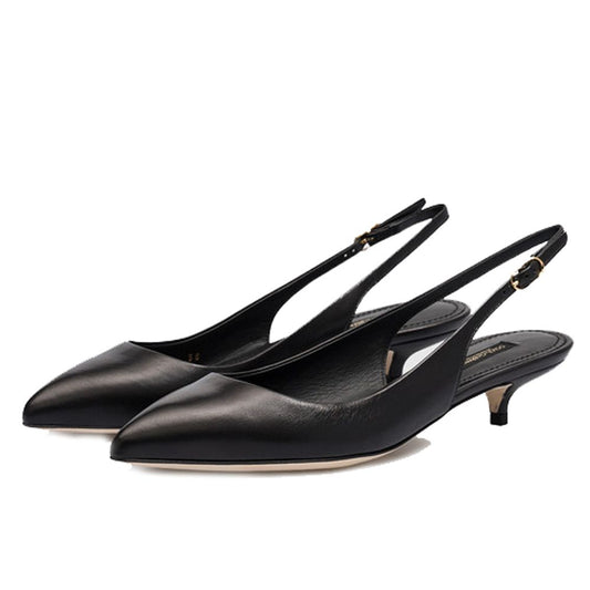 Dolce & Gabbana Elegant Black Leather Sling Pumps