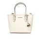 Michael Kors Jet Set Light Cream Leather XS Carryall Top Zip Tote Bag Purse