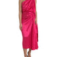 Dolce & Gabbana Elegant Fuchsia Silk One-Shoulder Wrap Dress