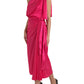 Dolce & Gabbana Elegant Fuchsia Silk One-Shoulder Wrap Dress