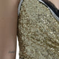 Dolce & Gabbana Golden Sequin Evening Dress with Silk Blend Lining