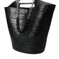 Balenciaga Elegant Black Crocodile Leather Maxi Bucket Bag