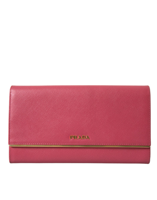 Prada Elegant Pink Leather Bifold Wallet