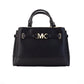 Michael Kors Reed Small Black Leather Center Zip Belted Satchel Bag Purse