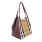 Burberry Small Canterby Mahogany Leather Check Canvas Tote Bag Purse